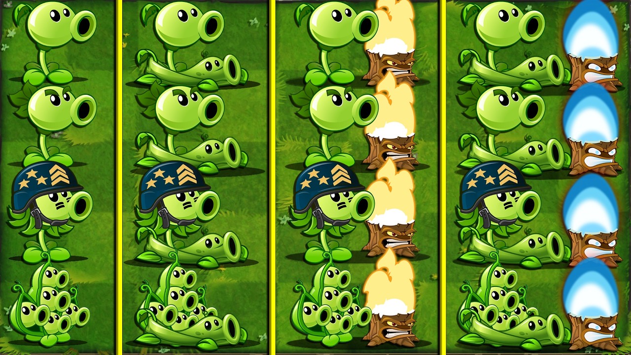 В PvZ 2 сражаются все PEASHOOTER и растения поддержки — кто победит?