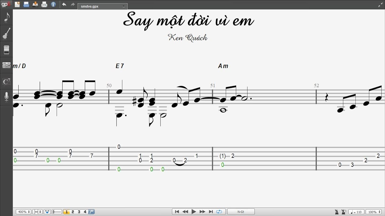 Say một đời vì em - Guitar TAB solo