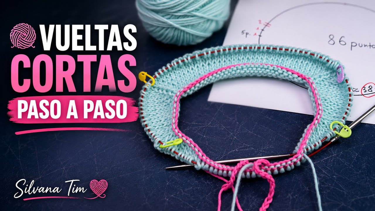 Como tejer Vueltas Cortas / vueltas acortadas alemanas. Aumentos manga Ranglan. Tejido a dos agujas