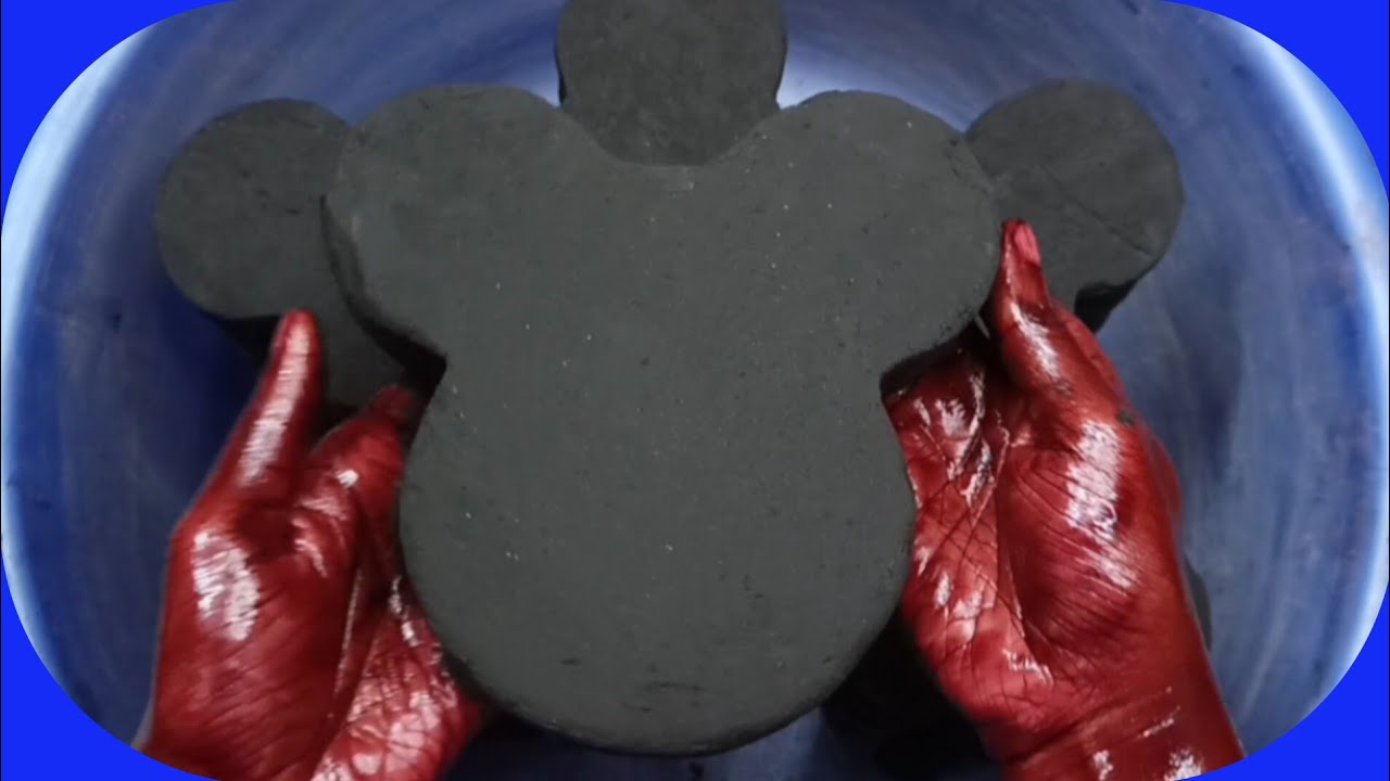 Soft Powdery Black🖤Cement Mickey🐭Mouse Shapes Dry Crumbling & Powder Play ASMR 