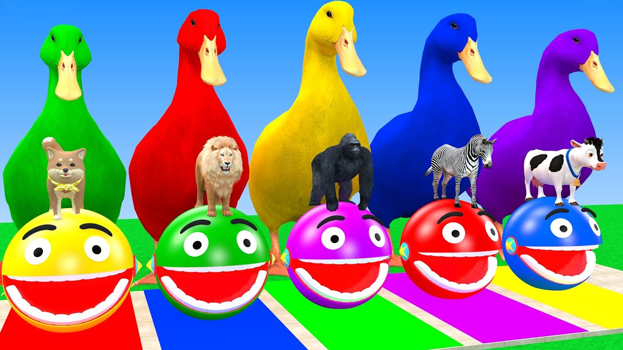 Long Slide Game With Elephant Gorilla Buffalo Hippopotamus Tiger 3d Animal Game Funny 3d Animals