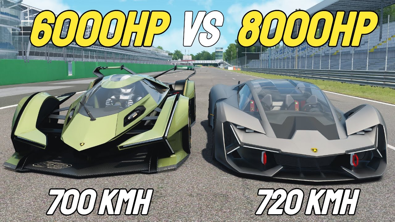 8000HP Lamborghini Terzo vs 6000HP Lamborghini Vision GT RACE