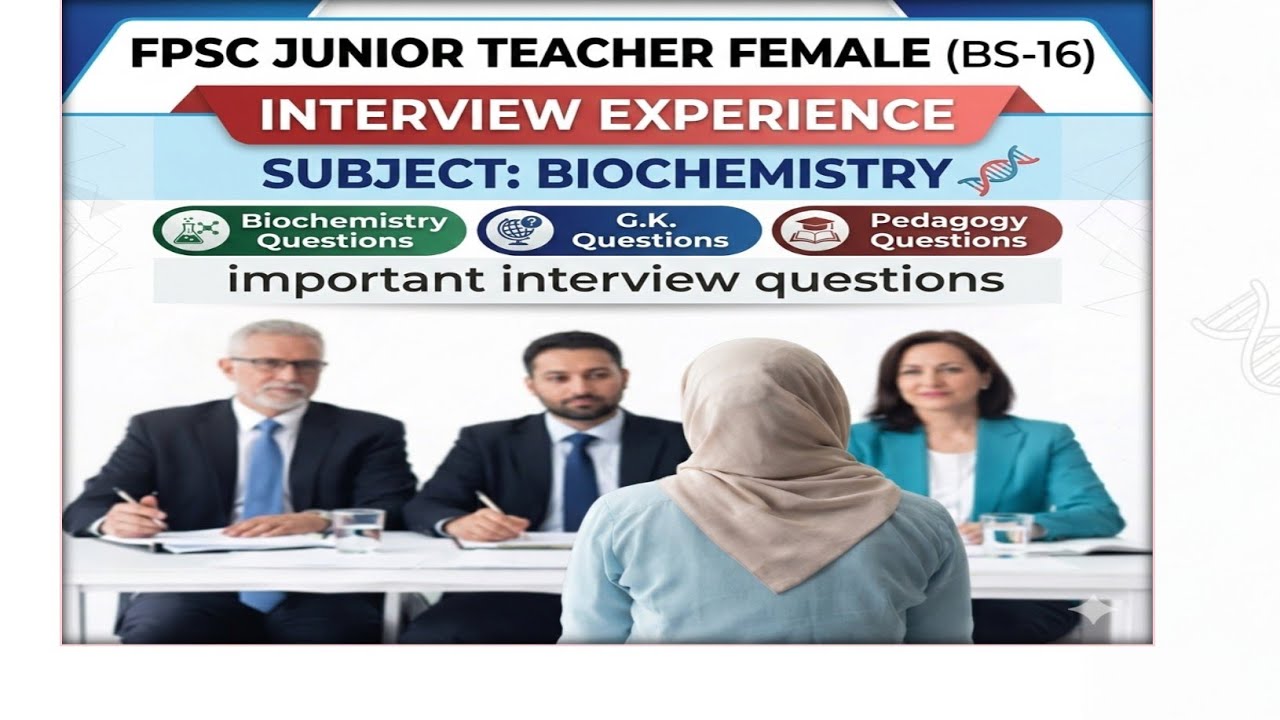 FPSC Junior Teacher Female (BS-16) Interview Experience 2026| important G.K & Pedagogy questions