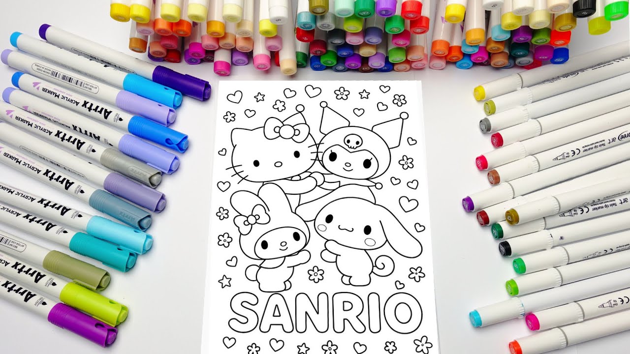 Coloring Sanrio Characters 🎀 Hello Kitty, Kuromi, My Melody & Cinnamoroll | Relaxing Art