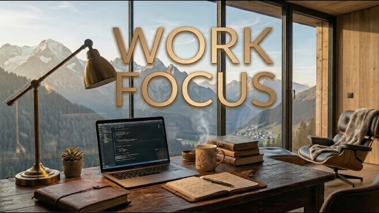 Glass Window Mountain Office – Calm Focus Music for Studying & Work #deepfocus #workmusic