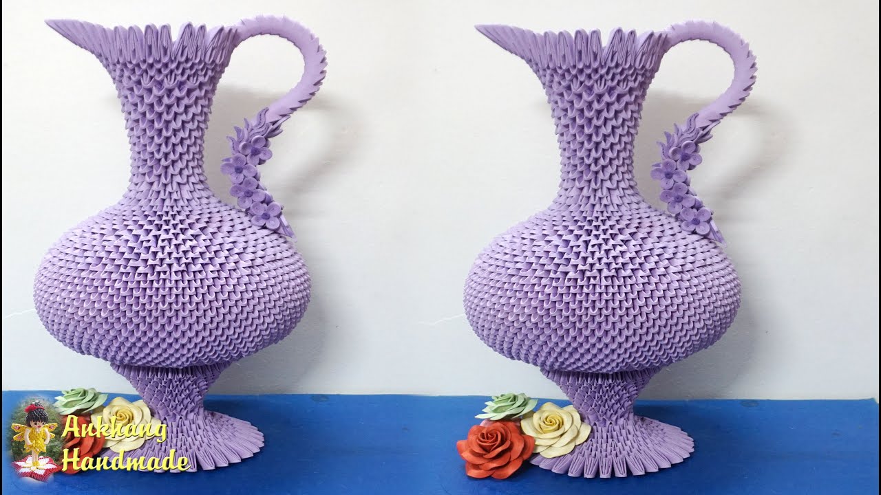 3d origami ewer , home decoration idea | paper classical style ewer , paper craft idea