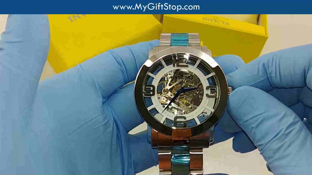 Invicta 22581 Vintage Steel Bracelet Silver Skeleton Dial Automatic Men's Watch Video