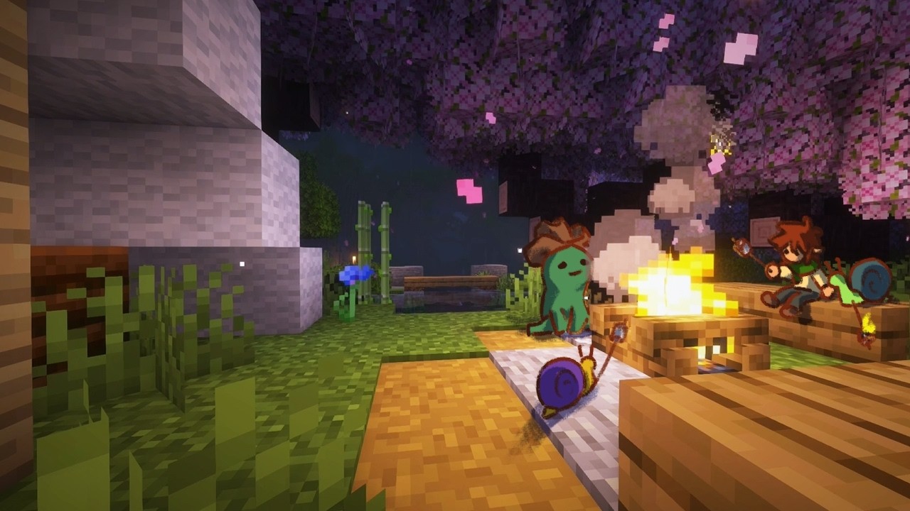 Minecraft Music with Rain | Sleep, Relax, Study | Small Cottage and Campsite