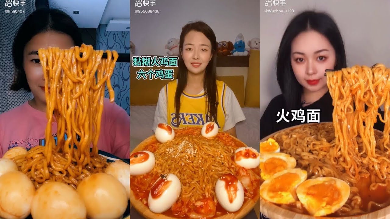 ASMR CHINESE FOOD MUKBANG EATING SHOW 매운라면과 계란 중국 먹방 쇼 리얼사운드 ราเมนรสเผ็ดและการกินไข่ 🌶