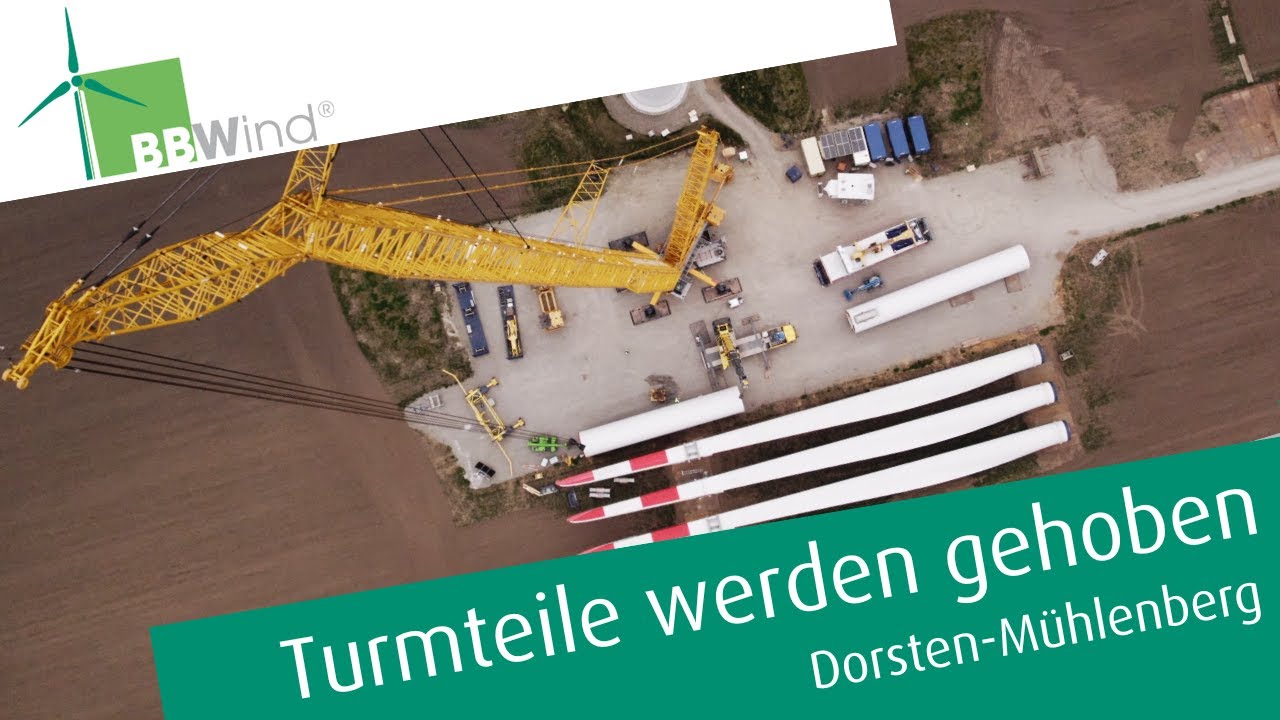 Turmteile werden gehoben! Bürgerwind am Dorstener Mühlenberg