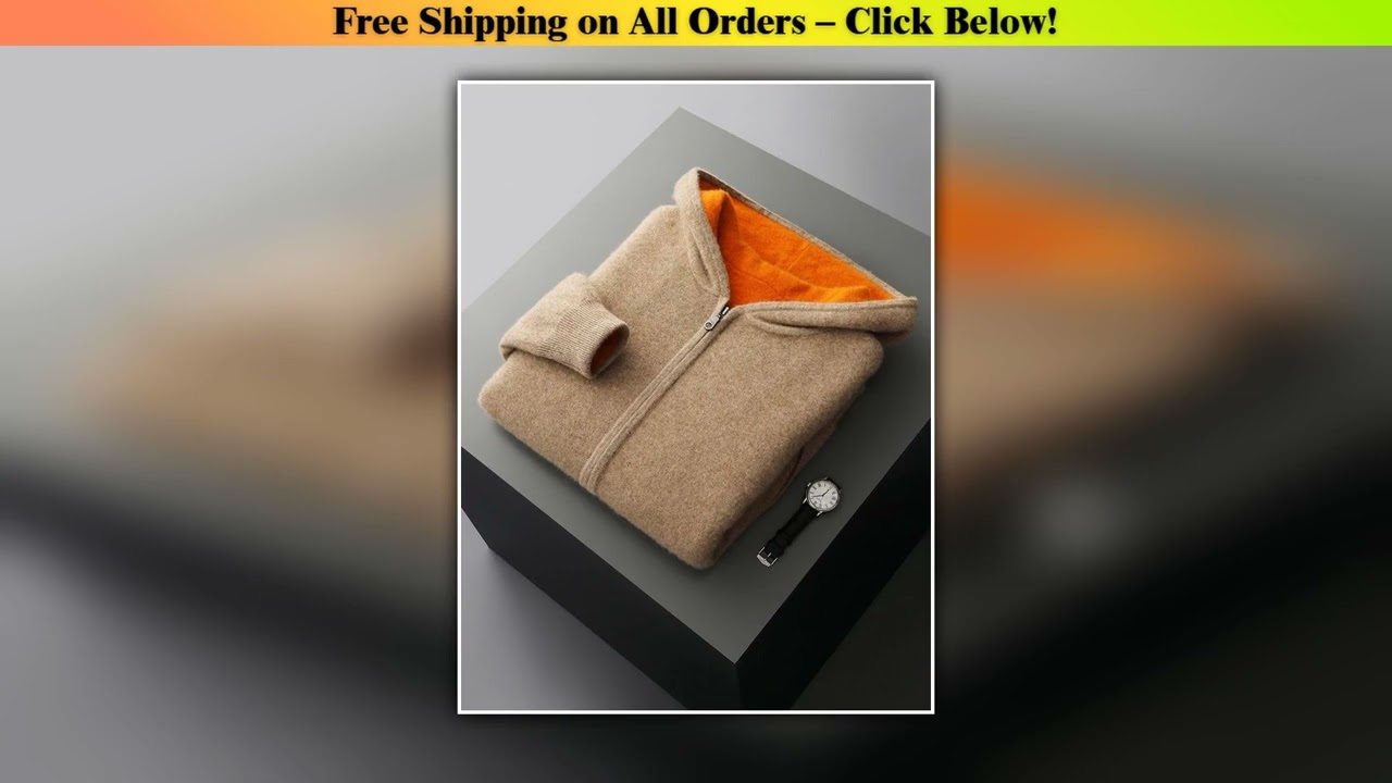 Autumn Winter Men Sweater Double Sided Hoodie Jacket 100% Merino Wool Cardigan Sweater Clothes