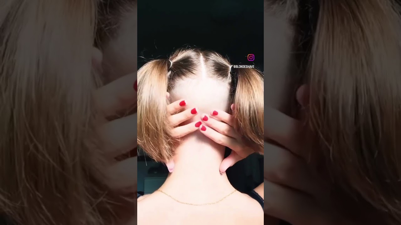 Short ponytails shaved nape #napeshave #undercut #shavedundercut