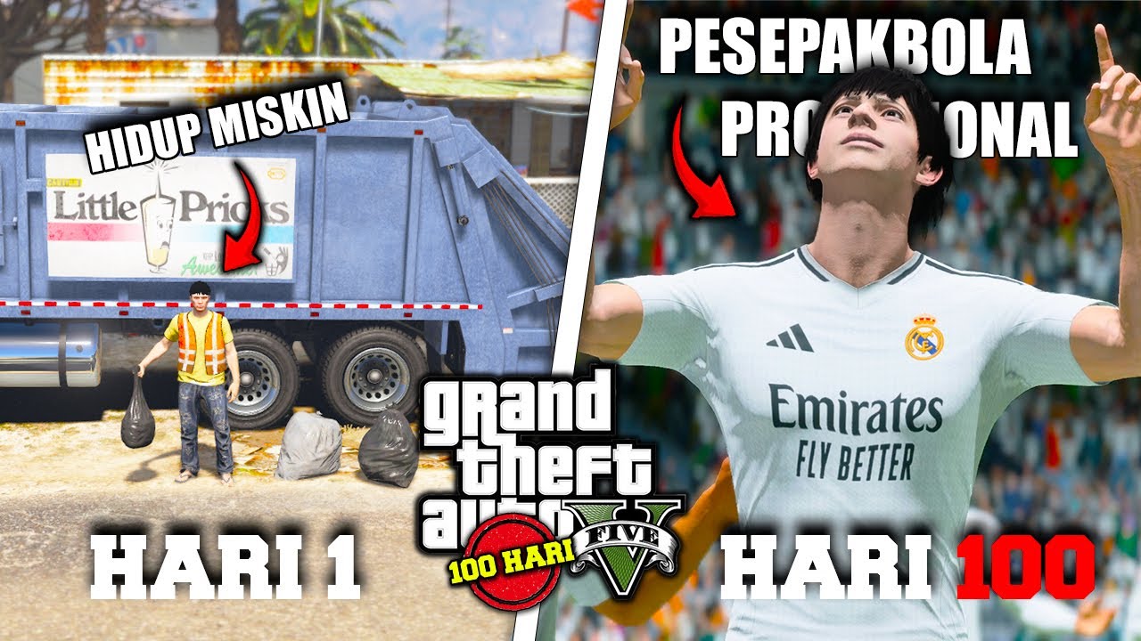 100 HARI DI GTA 5 DARI ANAK MISKIN SAMPAI MENJADI PEMAIN SEPAKBOLA PROFESIONAL KAYA RAYA