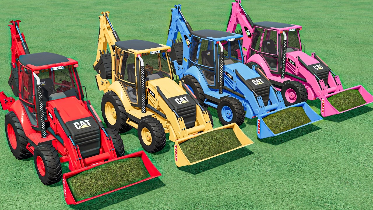 Mini Tractors Of Colors - OMG CAT BACKHOE LOADER - LOAD Work Farming Simulator 22