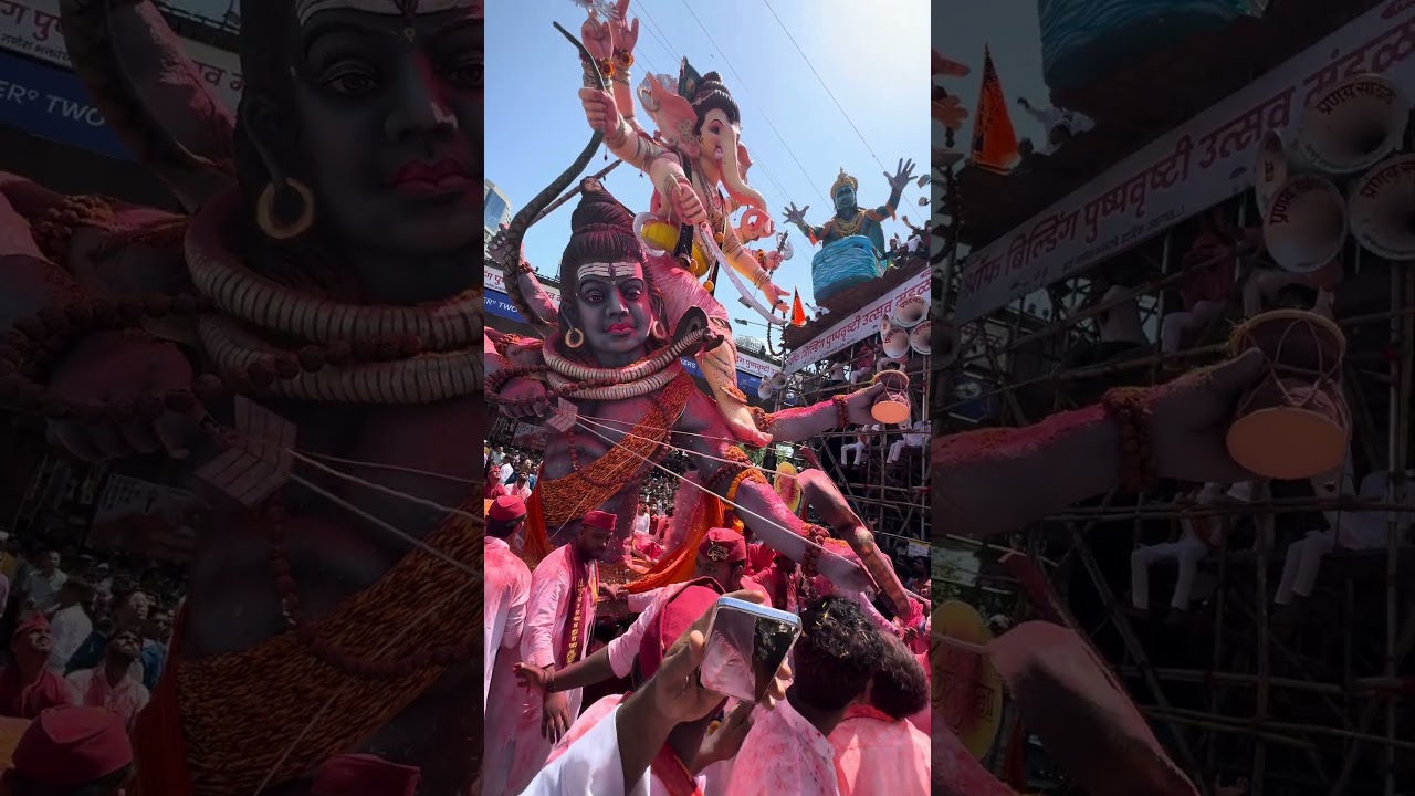 Massive Ganesh Idols Begin Last Mumbai Journey 🚩 #GaneshFestival2025 #VisarjanDay #FestivalSpirit