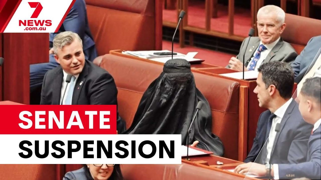 Pauline Hanson suspended after burka stunt | 7NEWS