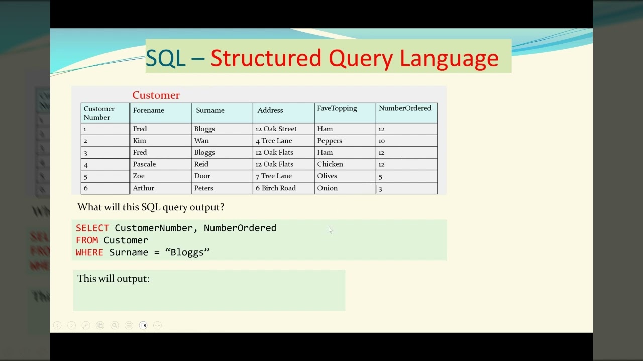 Introduction to databases - read an SQL query - VIDEO 2 of 3 SELECT FROM WHERE