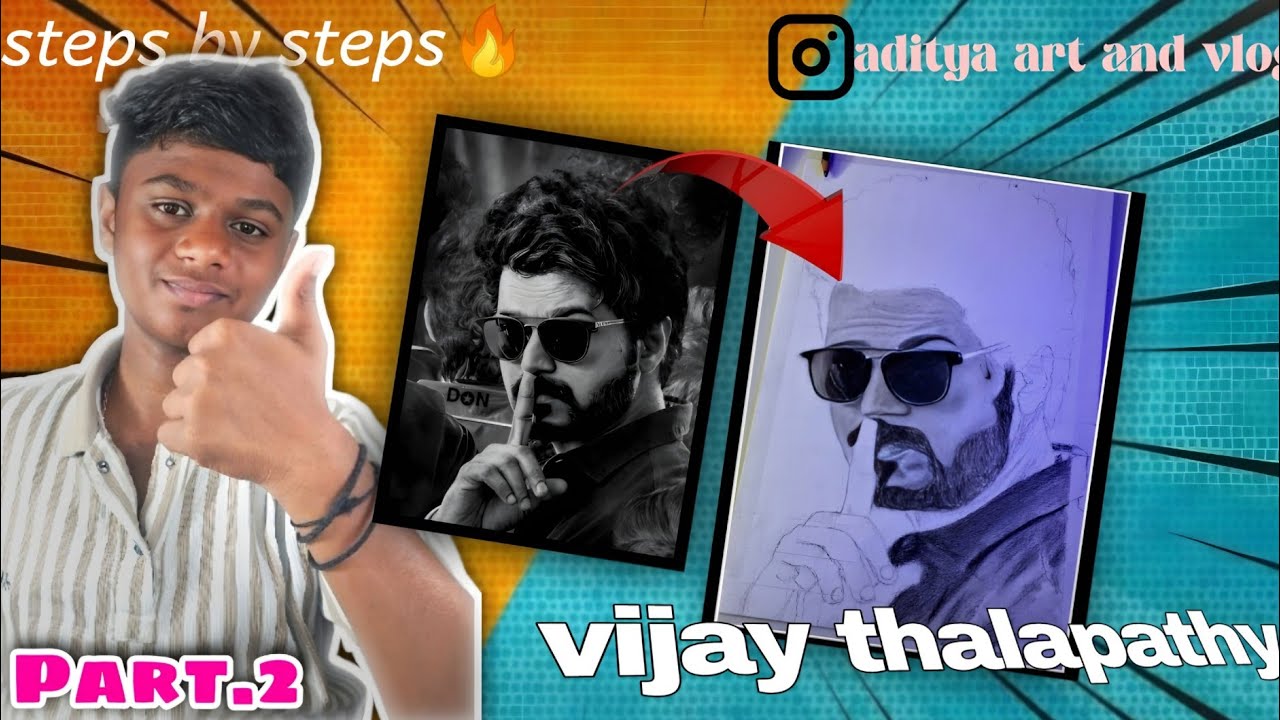 🎨 Vijay Thalapathy Drawing | Realistic Portrait Shading – Part 2 | Step by Step 