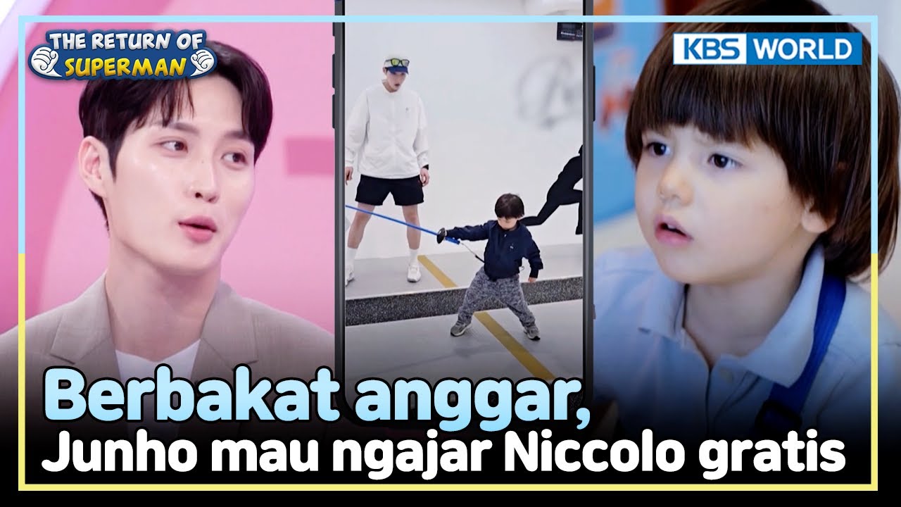 [IND/ENG] Niccolo berlatih anggar GRATIS dari Junho! | The Return of Superman | KBS WORLD TV 240707
