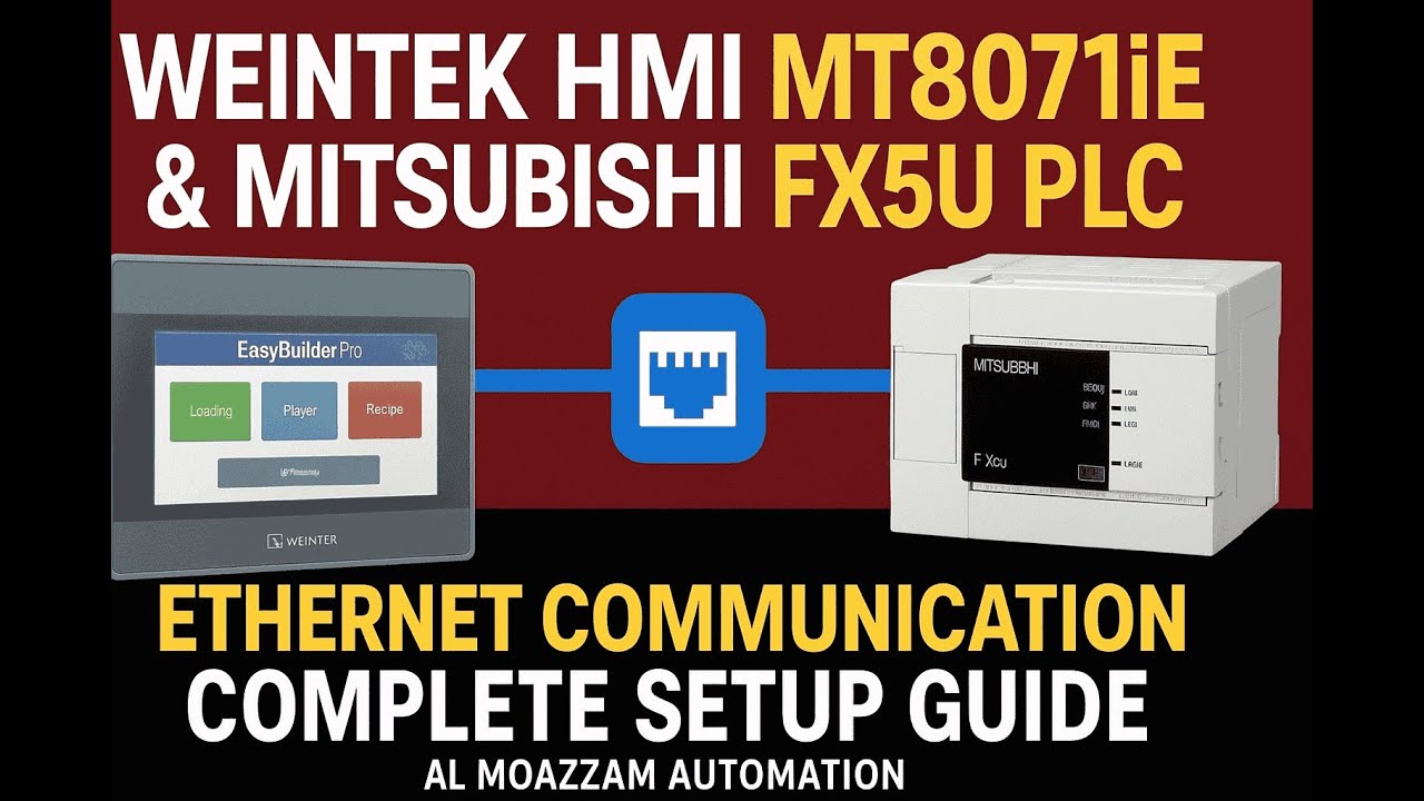 Weintek HMI MT8071iE & Mitsubishi FX5U PLC Ethernet Communication  Complete Setup Guide