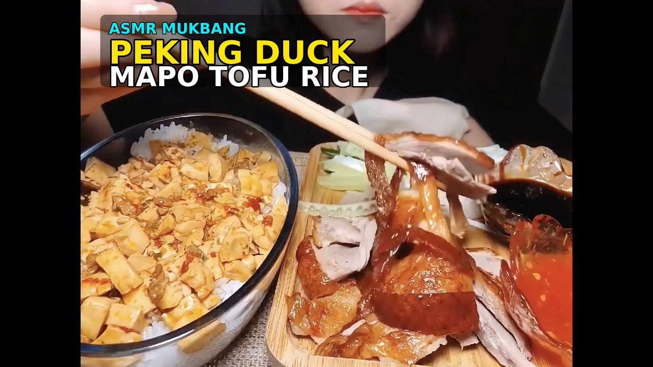 ASMR MUKBANG | Peking Duck Wraps & Spicy Mapo Tofu Rice (Eating Sounds)