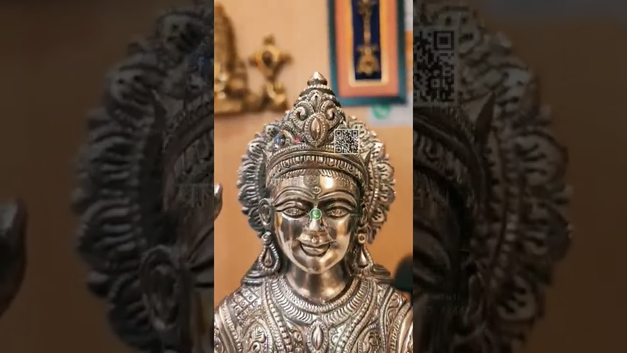 Custom Made Brass Statue of Goddess Laxmi Sitting With Elephants With Pure Silver Plating.