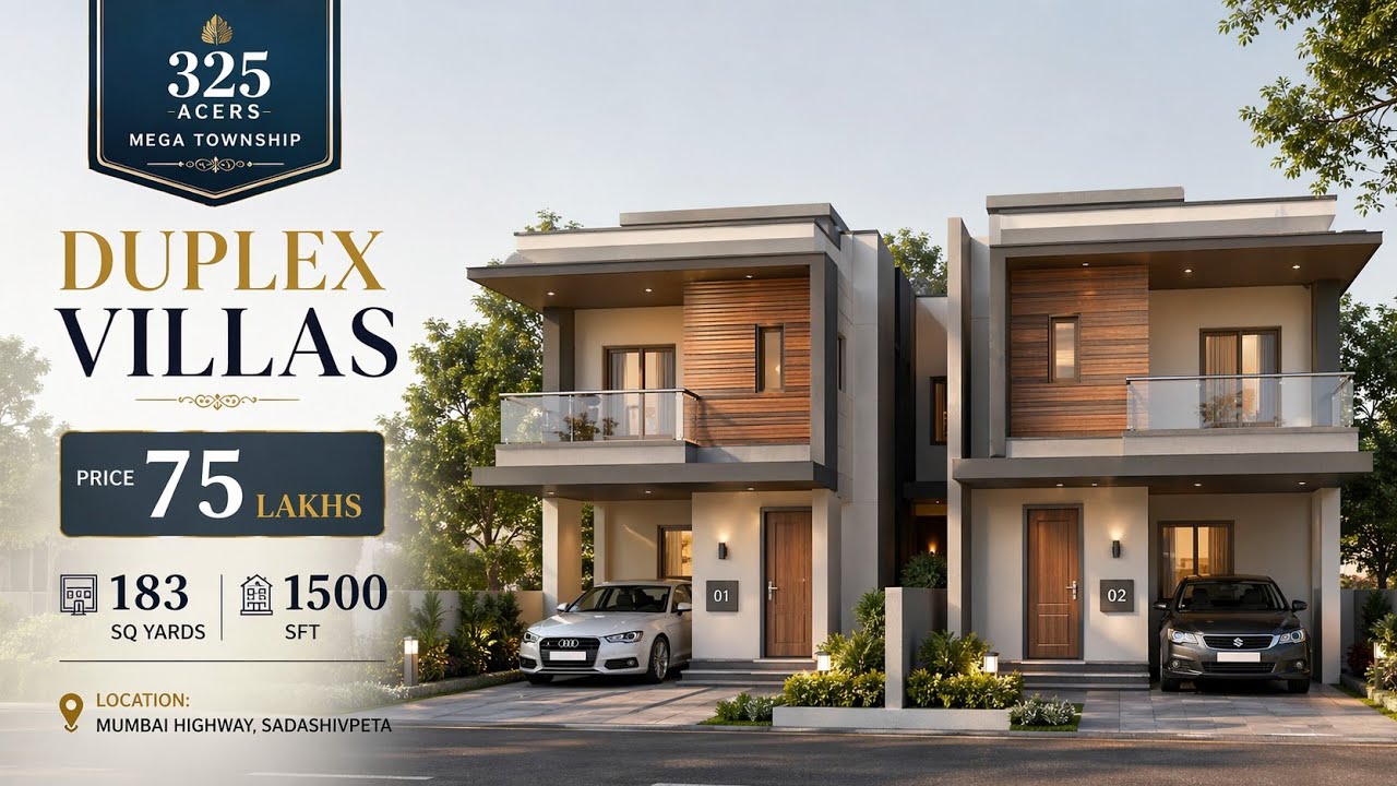 Duplex Villas For Sale in Sadashivpet @ 75 Lakhs Only || 325 Acres Mega Township Near Hyderabad
