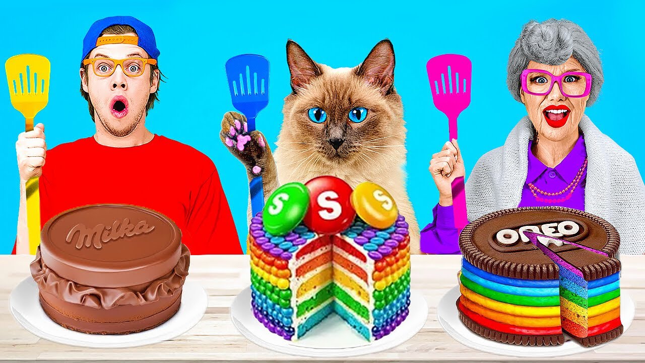 GRANDE DESAFIO NA COZINHA: VOVÓ x GATO x EU 🎂Quem Vencerá? Batalha de Confeitaria, por YayTime! FUN