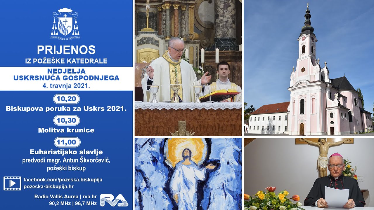 Snimka prijenosa euharistijskog slavlja na Uskrs u požeškoj Katedrali