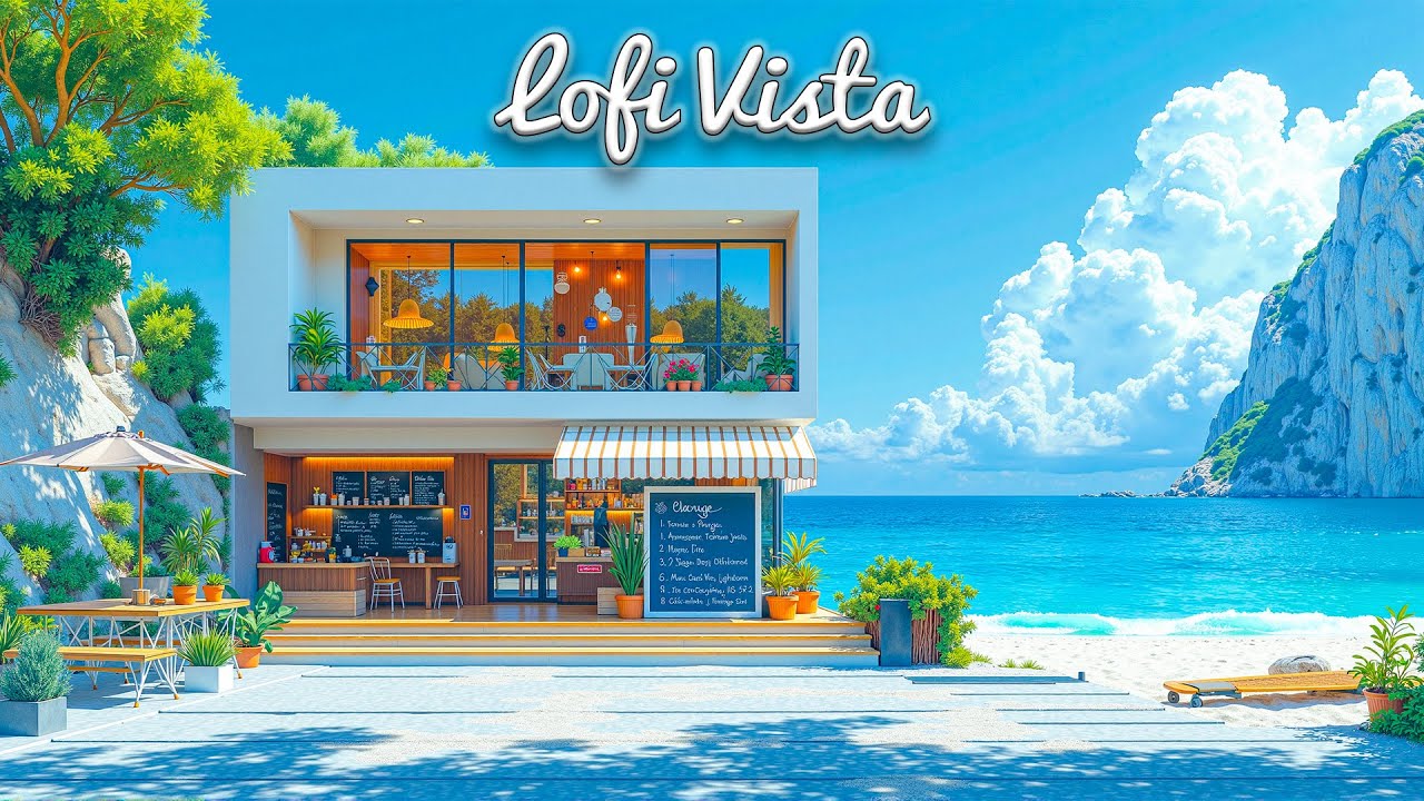 Lofi Vista 🎧 | Chill Seaside Ambience with Modern Café Vibes