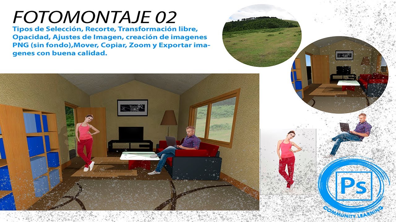 Sesión 02:  FOTOMONTAJE INTERIOR, CREAR IMAGENES PNG y más _ PHOTOSHOP | ARQuitectura - PASO a PASO.