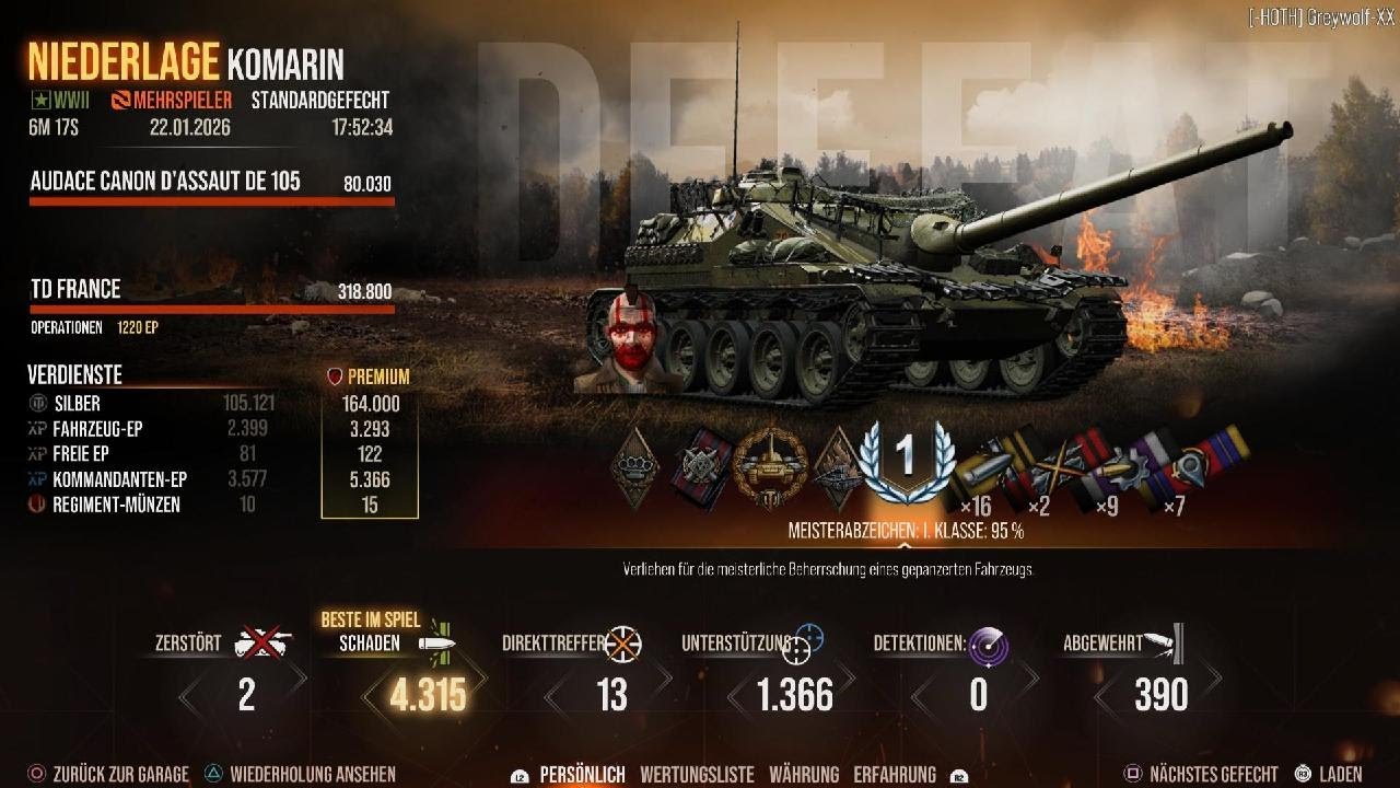 World of Tanks, geiles Match mit dem Audace, über 4300 Schaden 💥💥💥, 1. Klasse