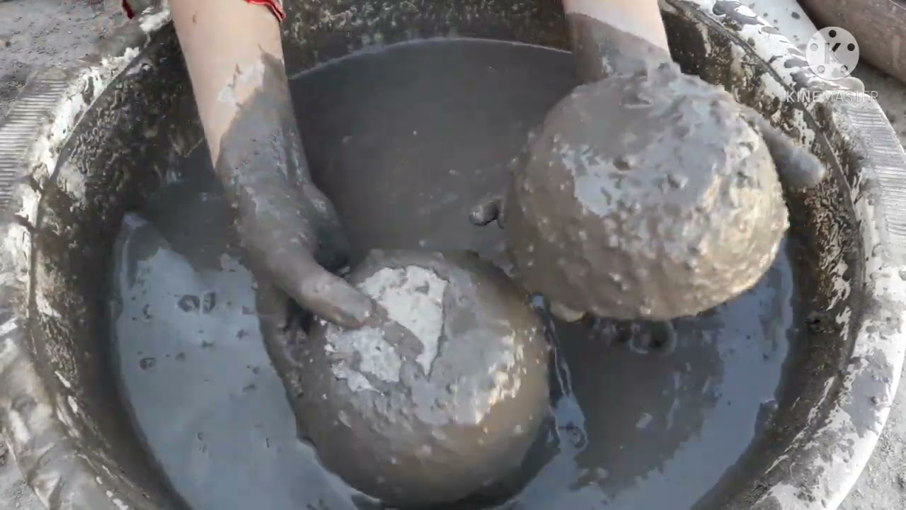 Whole crushing super soft sand cement crumbling in lot's of water soo creamy soft satisfying video♥️