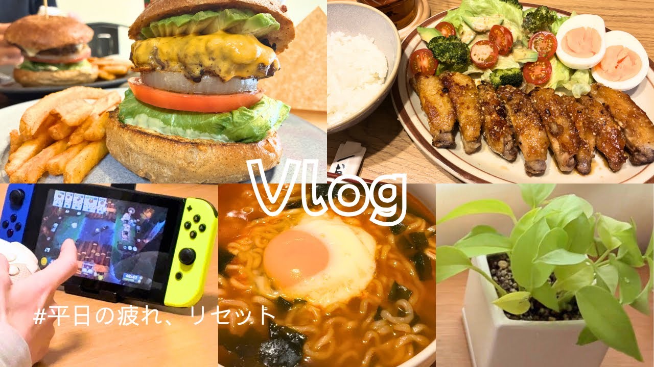 【vlog】平日の疲れをリセットする週末｜念願バーガーとワンパン夜ごはん