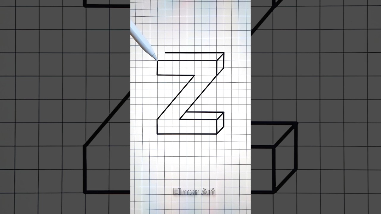 3D letter Z - How to draw a letter Z ✨ #3d #drawing #satisfying (74)