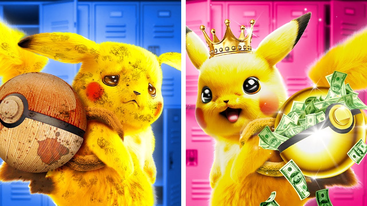 BOGATY VS BIEDNY POKEMON || Pikachu ratuje Sonica! Fajne sztuczki i projekty od 123 GO!