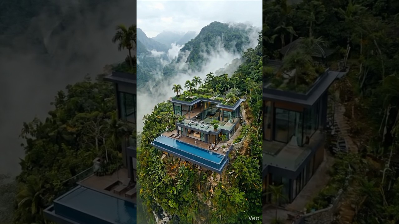 Mountain House Construction Timelapse | Luxury Cliffside Home Build #asmr #construction #hillhouse