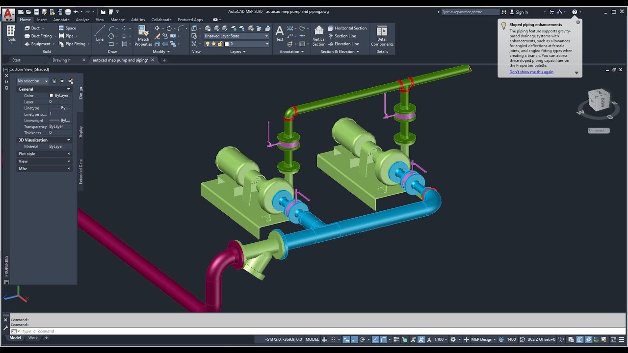 AutoCAD MEP, Pumping and piping
