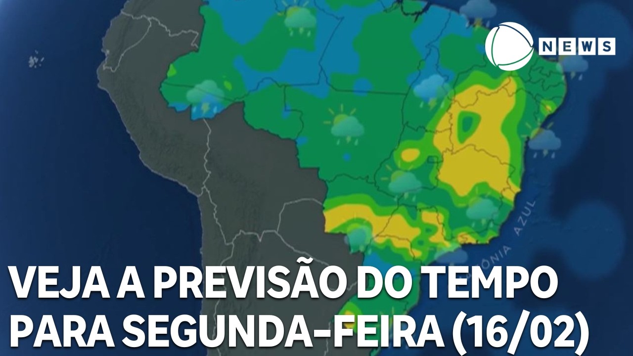 Veja a previsão do tempo para todo o país nesta segunda (16/02)