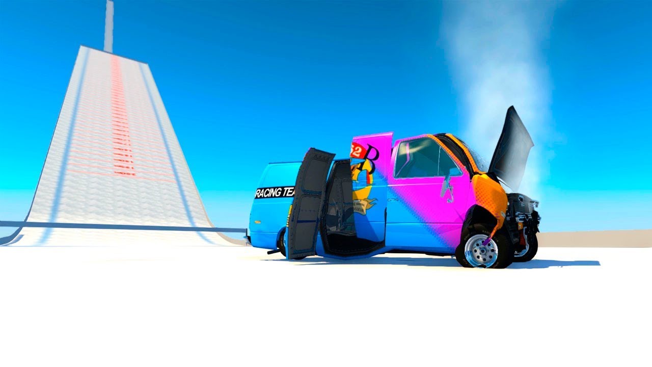Ski Car Jumping Ramp Crashes - BeamNG drive