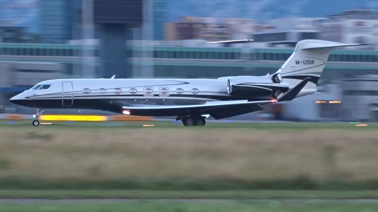 [FullHD] Private Gulfstream G650 landing & takeoff at Geneva/GVA/LSGG
