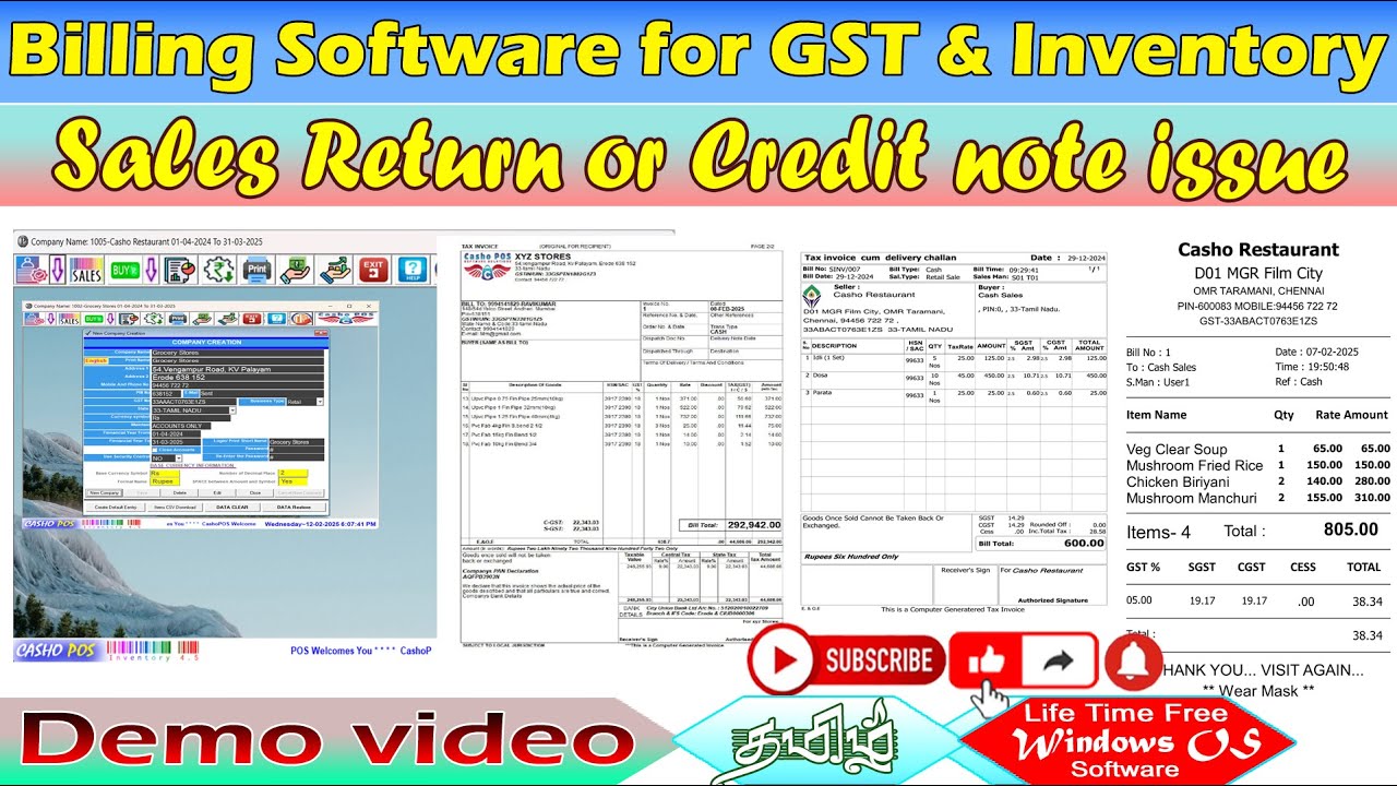 Sales Return or Credit note issue / Automate Your GSTR-1 / C-8-Sales Return / www.cashopos.in