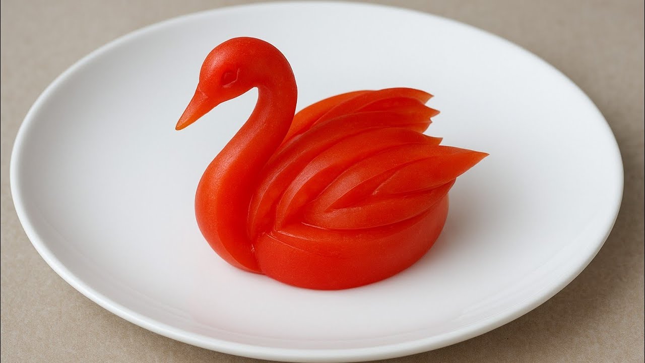 Tomato Swan Carving Art | Perfect Plate Decoration Ideas | Simple Vegetable Art