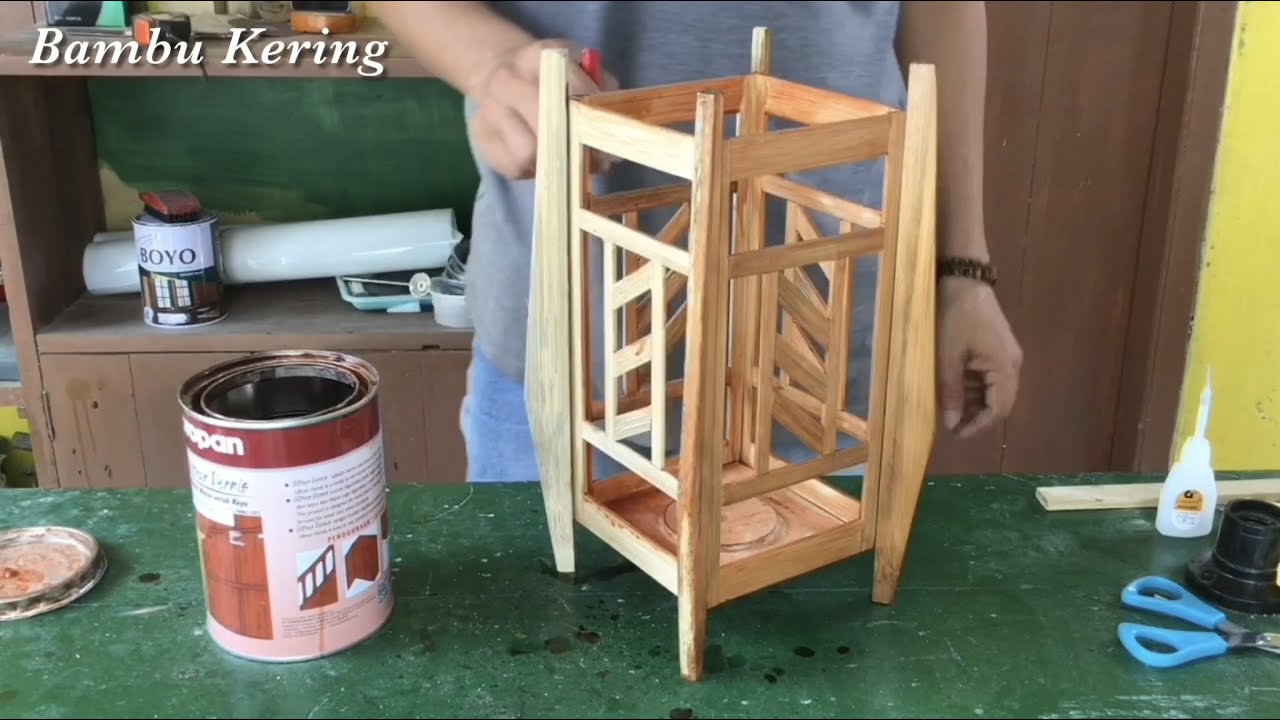 Membuat Lampu Hias Sudut dari Bambu ~ Kerajinan Bambu