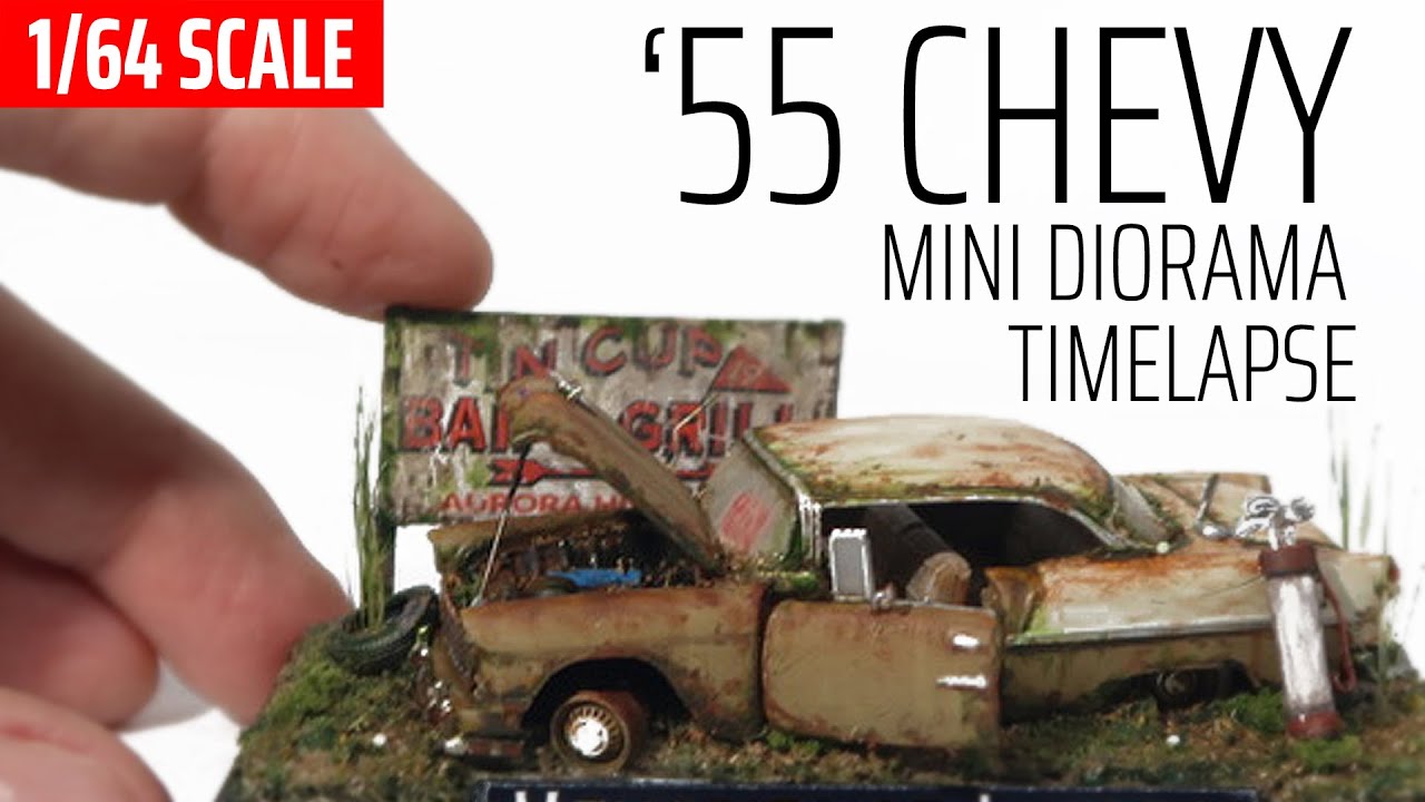 Abandoned '55 Chevy Timelapse Build #diecast #diorama #1/64scale