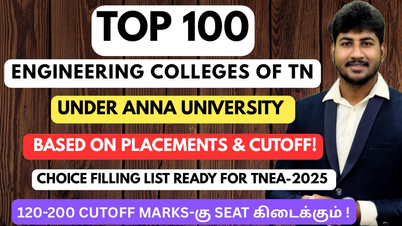 🏅Top 100 Engineering Colleges of TNEA-2025|Based on Placements & Cutoff Marks|NIRF&NAAC|Dineshprabhu