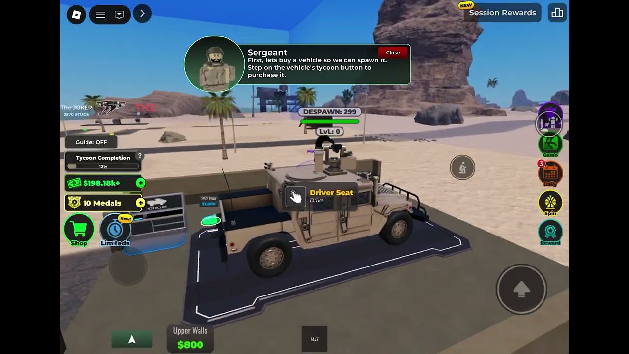 Playing war tycoon and destroying other players