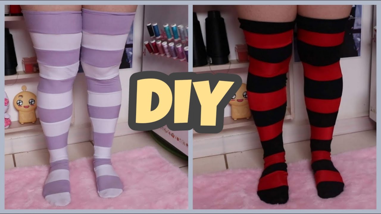 DIY Meias Listradas   Simples e Fácil Tutorial dia a dia CosplayFantasia