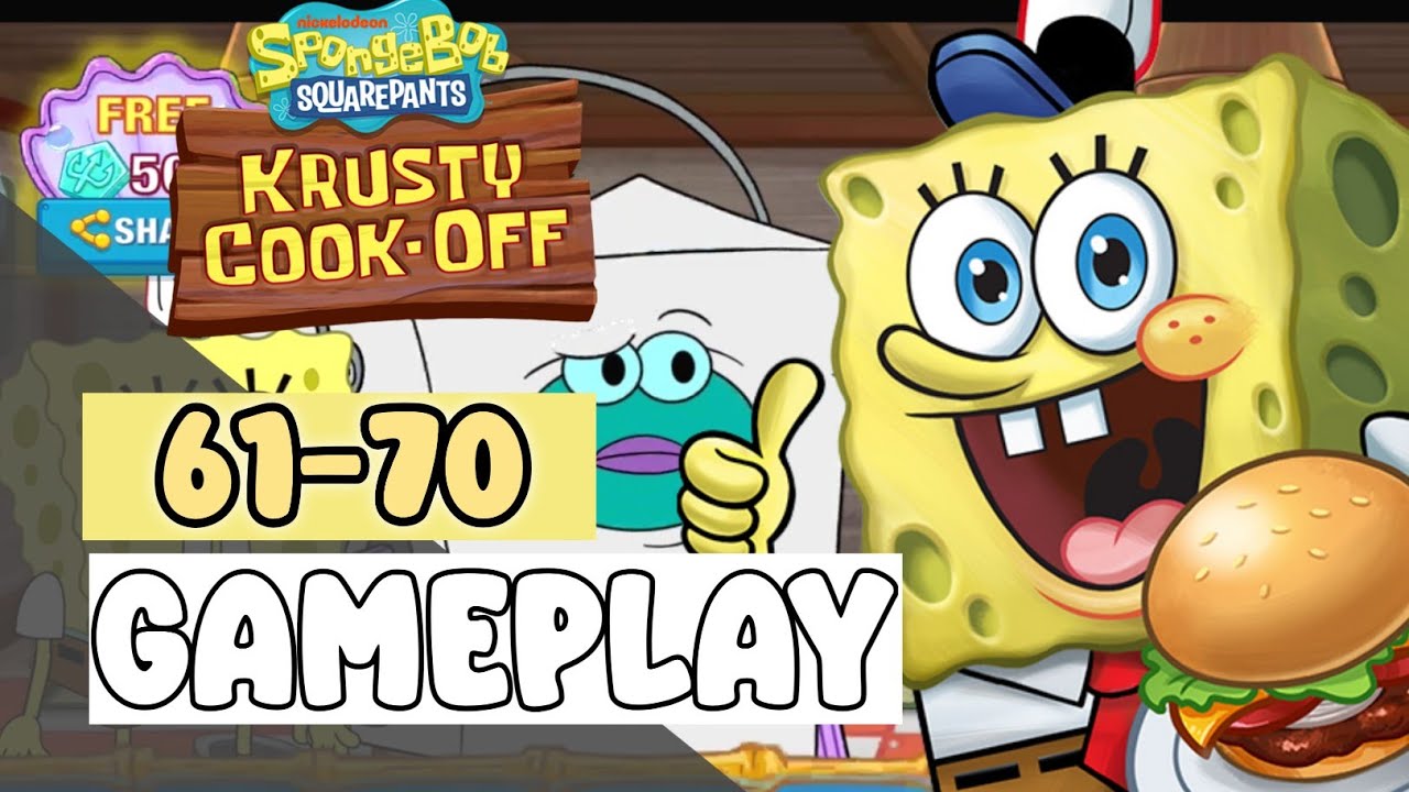 WET NOODLE ISLAND IN THE SKY Level 61-70- SpongeBob: Krusty Cook-Off - Gameplay Walkthrough