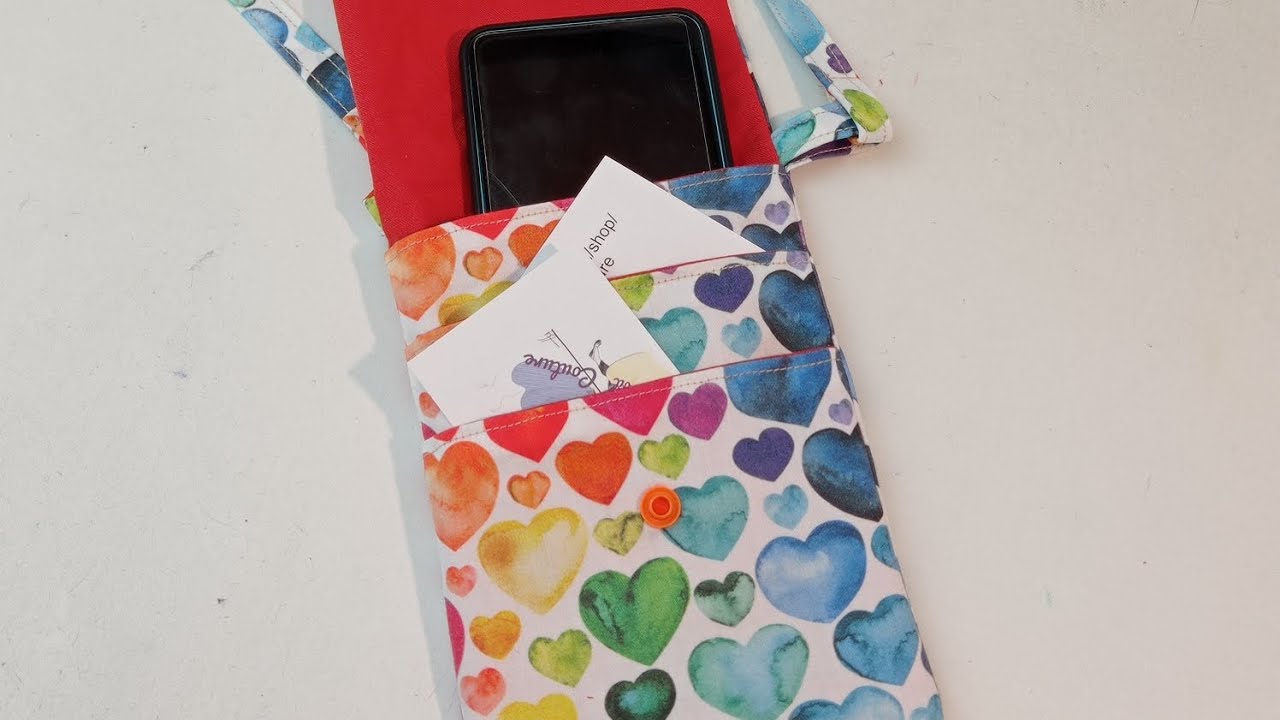Pochette téléphone à 3 compartiments , diy couture facile 🪡✂️🧵